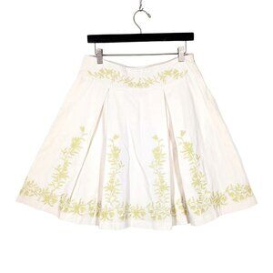 Odille by Anthropologie Size 8 Pleated Cotton Bohemian Poodle Skirt White Floral